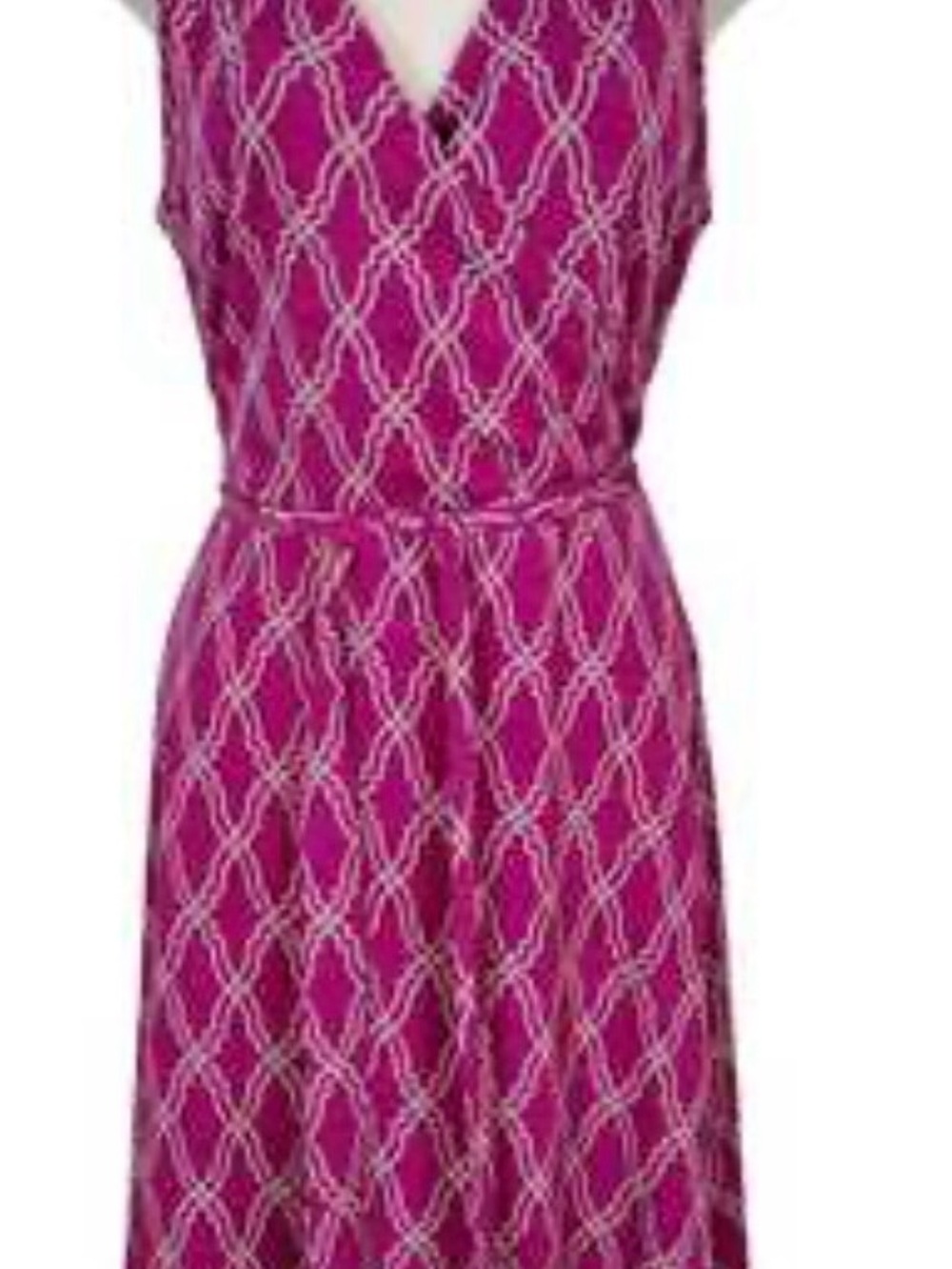 41 Hawthorn Sleeveless Magenta Geometric Wrap Midi Dress